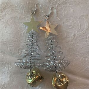 Earrings Exaggerated Christmas Tree Ornament Earrings Hand Crafted Silve…